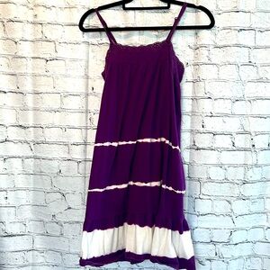 🌞 Faded Glory tie dyed sun adjustable strap elastic top ruffle hem dress S
